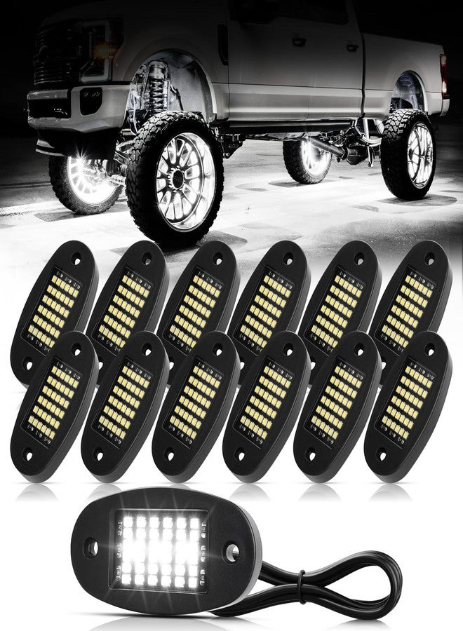 Hovano 12 Pods White Rock Lights 6000K Pure White 36 LEDs SMD Chips Super Bright Neon Underglow Light IP68 Waterproof for Pickup Trucks SUV UTV ATV RZR Car Boats (White) - Image 1