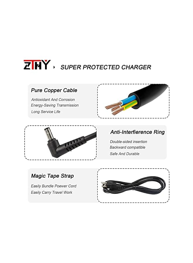 ZTHY 65W 19V 3.42A Ac Adapter Laptop Charger Replacement For Asus X54C X551 X551M X555L X555 X550 X751M X751L R556L Vivobook Q301 Q301L Q301La Q400 Q400A Q500A Q501 Power Supply Cord - Image 4