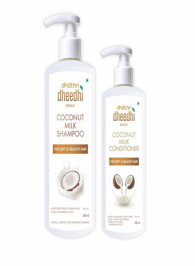 Dhathri Dheedhi Daily Coconut Milk Shampoo and Conditioner with Aloe Vera, Amla, Almond Oil - Deeply Nourishing and Frizz Free Hair, Free from Parabens, Dyes, and Phthalates​ - Image 1