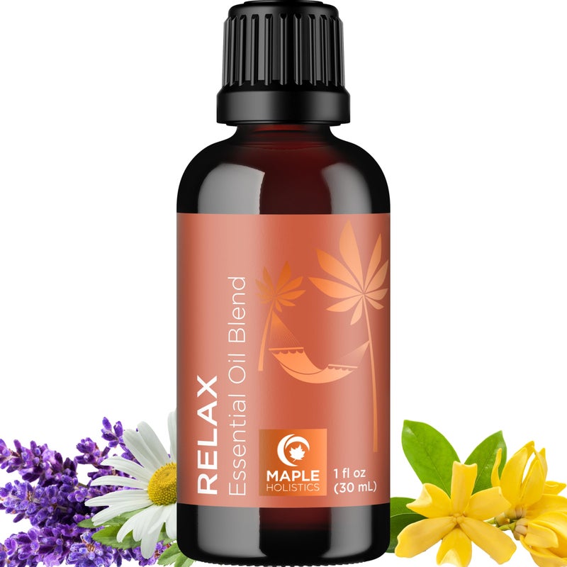 Maple Holistics Relaxing Essential Oil Blend for Diffuser - Aromatherapy Blend of Essential Oils for Diffusers for Home and Travel Stress Support with Lavender Geranium Roman Chamomile and Ylang Ylang Diffuser Oils - Image 1