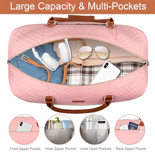 ITIEZY Weekender Bag for Women, Travel Duffel Bag Carry On Overnight Bag with Shoe Compartment Large Nylon Travel Weekend Tote Bag - Image 4