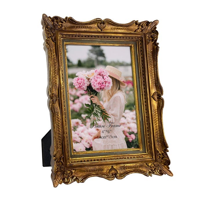 4X6 VINTAGE BRONZE GOLD PICTURE FRAME 4 BY 6 ORNATE ANTIQUE PICTURE FRAME FOR WEDDING RETRO PHOTO FRAME DISPLAYS HORIZONTALLY OR VERTICALLY ON TABLETOP