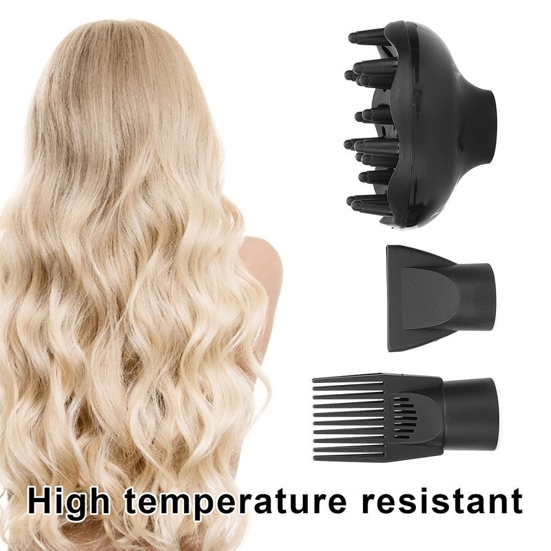 klarako Hair Dryer Diffuser Attachment, Hair Dryer Diffuser Nozzle Set Plastic Hair Dryer Attachment Dryer Nozzle Comb for Straight or Curly Hair (3Pcs/Set) - Image 4