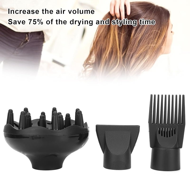 klarako Hair Dryer Diffuser Attachment, Hair Dryer Diffuser Nozzle Set Plastic Hair Dryer Attachment Dryer Nozzle Comb for Straight or Curly Hair (3Pcs/Set) - Image 5