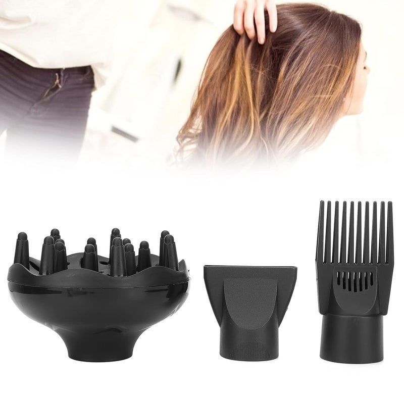 klarako Hair Dryer Diffuser Attachment, Hair Dryer Diffuser Nozzle Set Plastic Hair Dryer Attachment Dryer Nozzle Comb for Straight or Curly Hair (3Pcs/Set) - Image 3