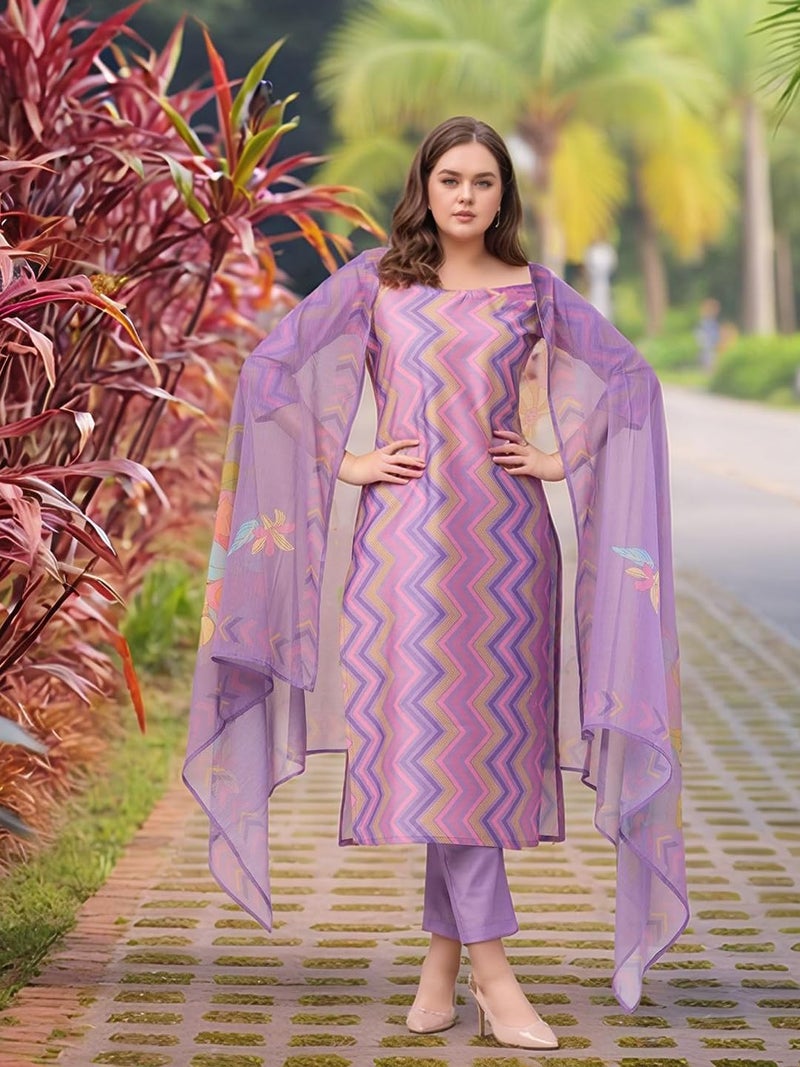 ANNI Designer Women's Rayon Viscose Straight Printed Kurta with Pant & Dupatta (Zaggu Purple-VKS01_XXL_Purple_XX-Large) - Image 5