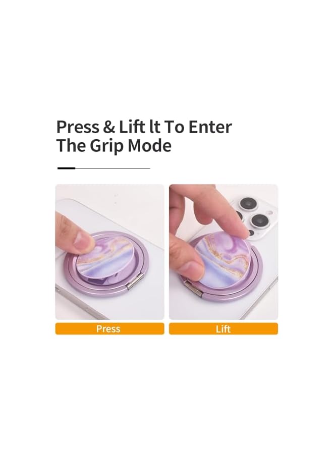 S-TOP Magnetic Phone Ring Stand and 360 Degree Rotating Kickstand for MagSafe and Compatible with iPhone 16 15 14 13 12 Series, Ultra Slim Finger Loop Grip for Secure One Handed Use, Purple - Image 3