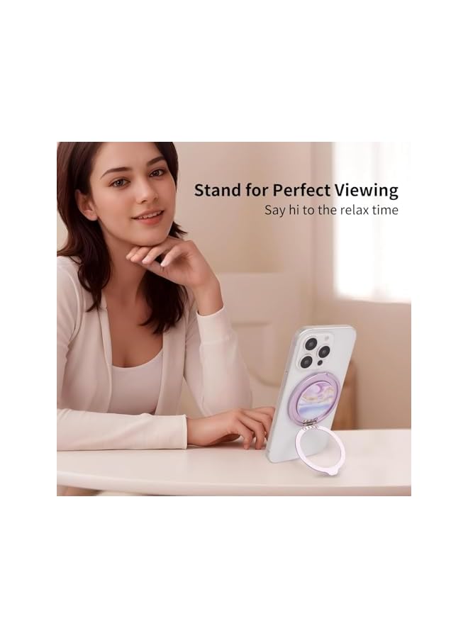 S-TOP Magnetic Phone Ring Stand and 360 Degree Rotating Kickstand for MagSafe and Compatible with iPhone 16 15 14 13 12 Series, Ultra Slim Finger Loop Grip for Secure One Handed Use, Purple - Image 4