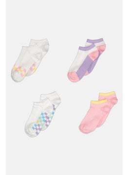RBX Kids Girl 4 Pairs Checkered Socks, Multicolor  - Image 1