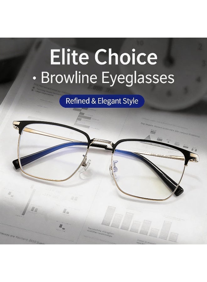 بوكيلار نظارات إطار كامل PUKCLAR تيتانيوم نقي خفيفة جداً براولاين عدسات شفافة غير طبية Minimalist للأعمال OL للرجال والنساء للاستخدام اليومي المهني - Image 2