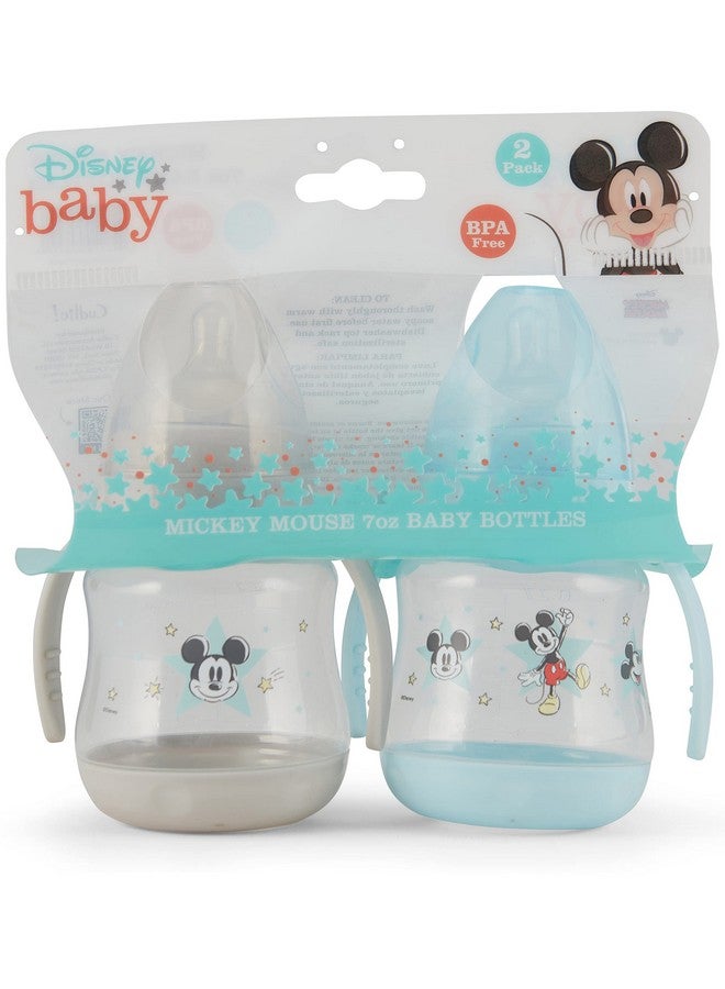 ديزني زجاجات أطفال ديزني، عبوة من قطعتين، سعة 7 أونصات، بطبعات شخصيات وأغطية ملونة بمقبض مزدوج - خالية من مادة BPA وسهلة التنظيف - Image 1