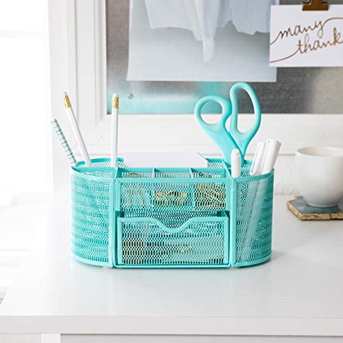BLU MONACO Aqua Desk Organizer – Strong Metal with Aqua Finish, Storage for Office Supplies, Home or Office Desk Décor - Image 4
