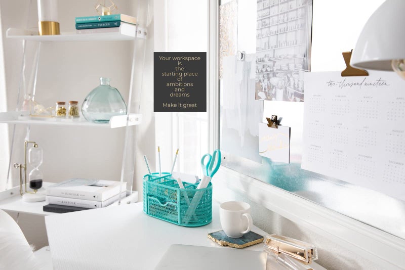 BLU MONACO Aqua Desk Organizer – Strong Metal with Aqua Finish, Storage for Office Supplies, Home or Office Desk Décor - Image 2