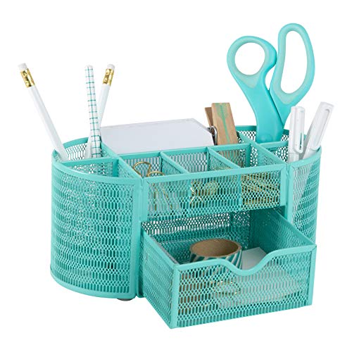BLU MONACO Aqua Desk Organizer – Strong Metal with Aqua Finish, Storage for Office Supplies, Home or Office Desk Décor - Image 1