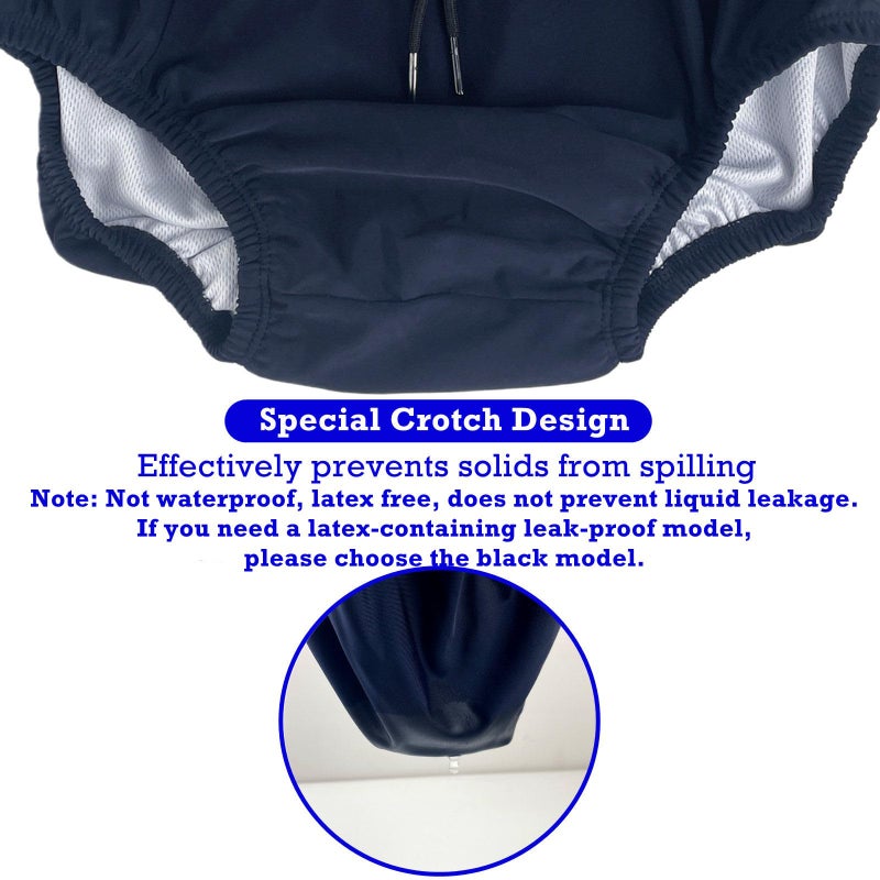 AQX Reusable Adult Swim Diapers Special Needs, Washable Cloth Diapers Leakproof, Swimmers Nappy Trunks Pull Ups for Incontinence Protection Unisex (XL, Blue) - Image 3