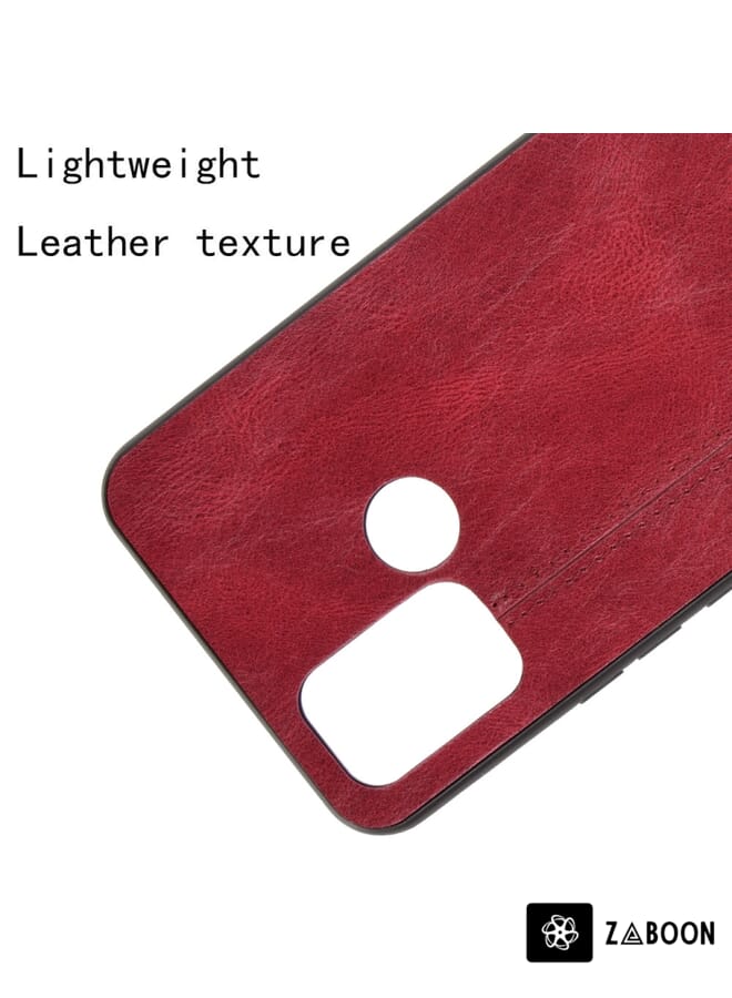 Zaboon Protective Case Cover For OPPO Realme C17/Realme 7i Shockproof Sewing Cow Pattern Skin PC + PU + TPU Case - Image 4