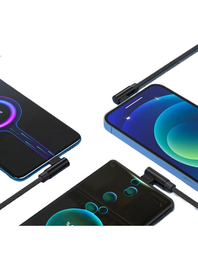 Newmine Three-In Gaming Charging Cable For Apple, Android, And Type-C With Angled Head, Compatible With Iphone 14/13/12 Pro Max, Xiaomi, Huawei Phones - Image 3