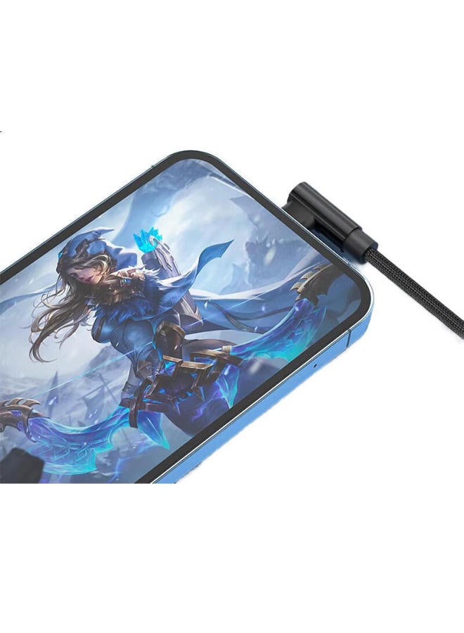 Newmine Three-In Gaming Charging Cable For Apple, Android, And Type-C With Angled Head, Compatible With Iphone 14/13/12 Pro Max, Xiaomi, Huawei Phones - Image 1