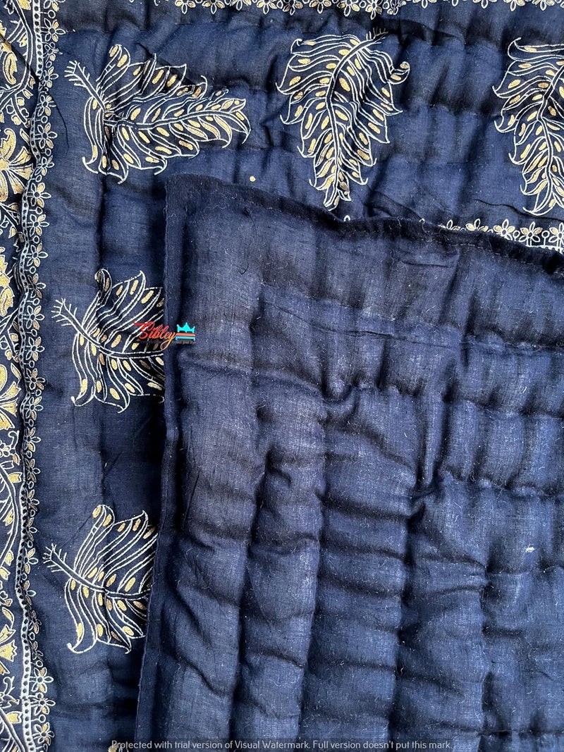 SIBLEY Organic Pure Cotton Jaipuri RajaiRajasthani Traditional Cotton Quilt for Single Bed Razai for Winters 57X87 Blue - Image 4