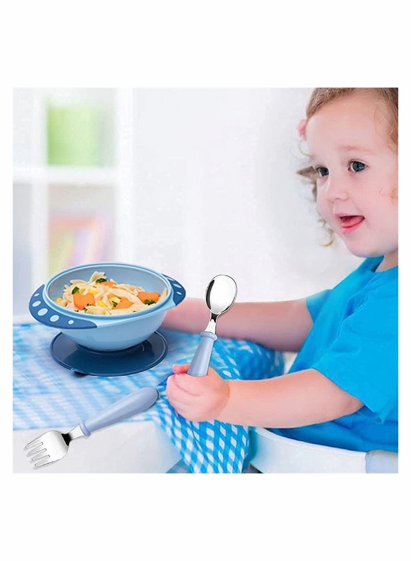 Y&D Baby Fork and Spoon Set, 2PCS Cutlery Set for Children, Silicone Stainless Steel Short Handle Training Tableware Ergonomically Designed to Promote Self-Feeding in The Right Way  - Image 3
