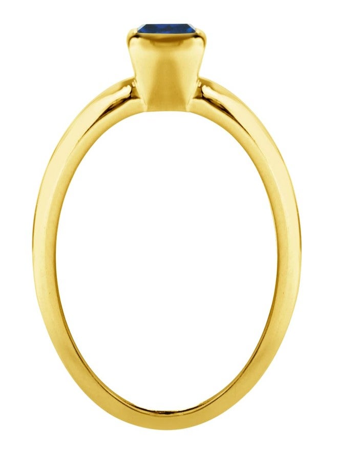 Silvershake 5MM Created Cushion Shape Blue Sapphire 18K Yellow Gold Plated 925 Sterling Silver Stackable Bezel Set Solitaire Ring September Gemstone Birthstone Jewelry for Women Size 6 - Image 4