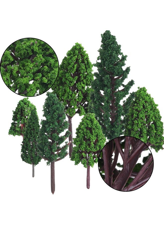 Bememo Bememo 22 Pieces Model Trees 1.18-6.29 inch Mixed Model Tree Train Trees Railroad Scenery Diorama Tree Architecture Trees for DIY Scenery Landscape, Natural Green 