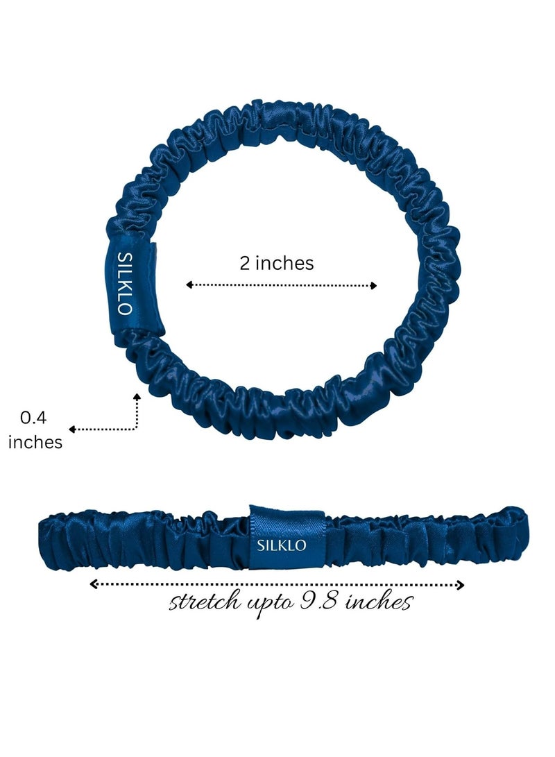 إيلور إيلاور سيلكلو ربطات شعر حريرية، 100% من حرير التوت النقي 22 موميه، مضادة لتساقط الشعر، لا تسبب تكسر الشعر، مضادة للتجعد والتجعيد، إكسسوارات شعر، 4 قطع (أزرق، شامبين، أخضر داكن، أخضر فاتح) - Image 3