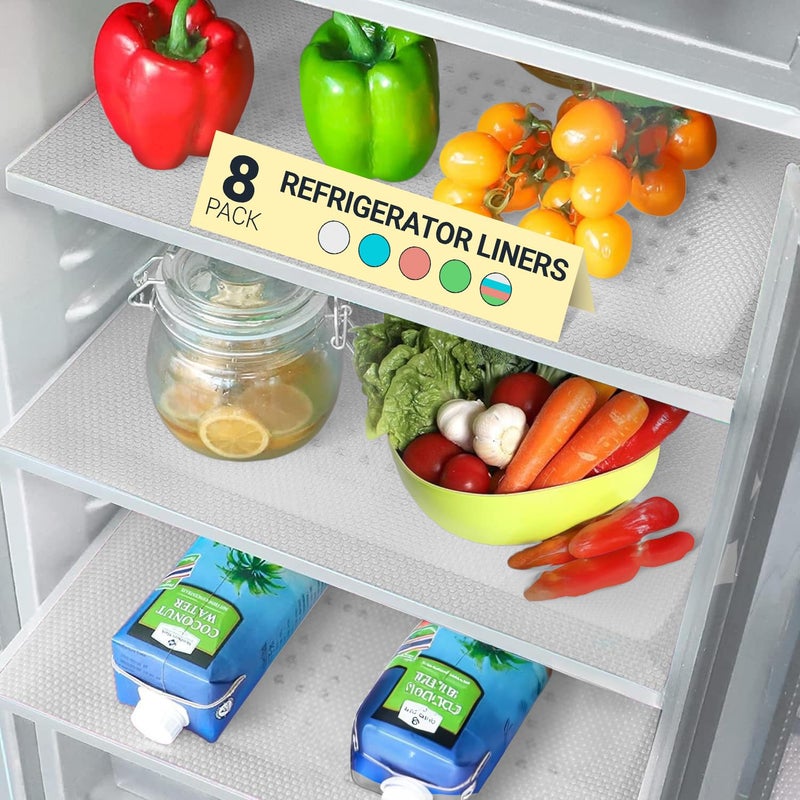 Refrigerator Liners for Shelves 8 Pack by Lindas Essentials  NonAdhesive Shelf or Drawer Liner BPAFree Fridge Mats for Kitchen  Cabinets Easy to Clean Ideal Household Essentials Clear