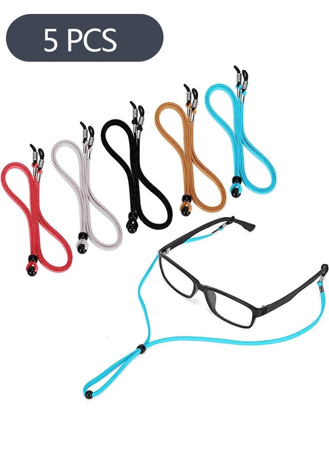 Generic 5-Piece Leather Eyeglass Straps, Anti-slip Eyeglass Chains Lanyard, Adjustable Eyewear Retainers, Sport Sunglass Retainer Holder Strap  - Image 1