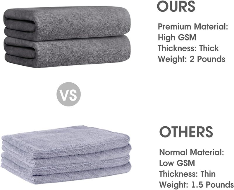 JML Microfiber Bath Towel 2 Pack(30" x 60"), Oversized Thick Towels, Soft, Super Absorbent and Fast Drying, No Fading Multipurpose Use for Sports, Travel, Fitness, Yoga, 30 in 60 in, Grey Count - Image 2