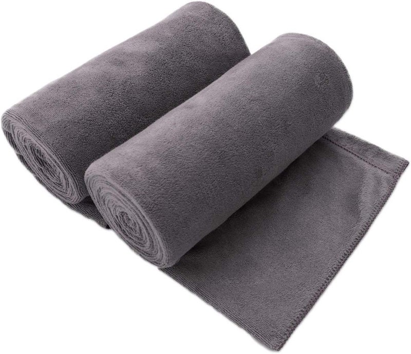 JML Microfiber Bath Towel 2 Pack(30" x 60"), Oversized Thick Towels, Soft, Super Absorbent and Fast Drying, No Fading Multipurpose Use for Sports, Travel, Fitness, Yoga, 30 in 60 in, Grey Count - Image 1