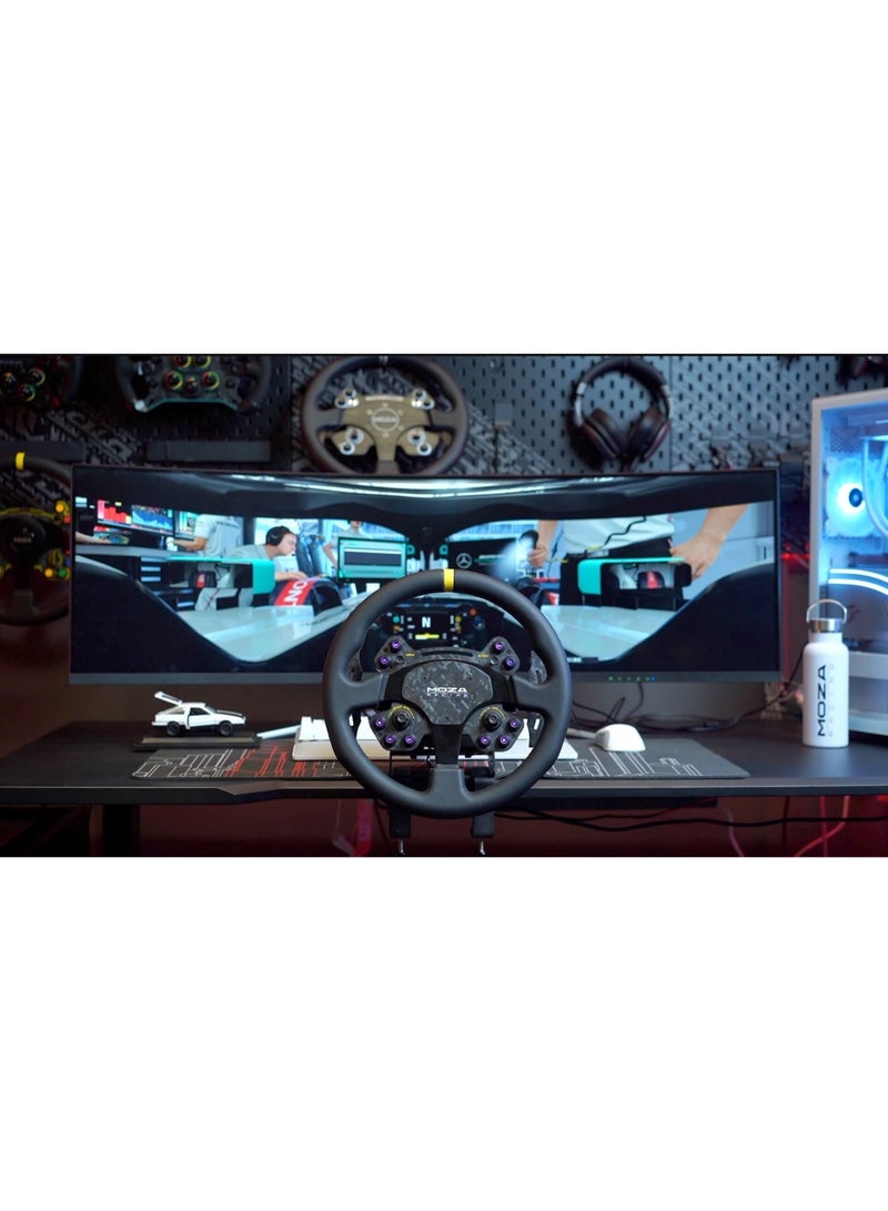 موزة عجلة قيادة Moza RS V2 Racing - عجلة قيادة GT مقاس 13 بوصة لمحاكاة السباقات، مصنوعة من ألياف الكربون المطروقة، مزودة بمؤشر ضوئي لتغيير السرعات بتقنية RGB، ومبدلات سرعة مغناطيسية - متوافقة مع قواعد Moza Racing - Image 4