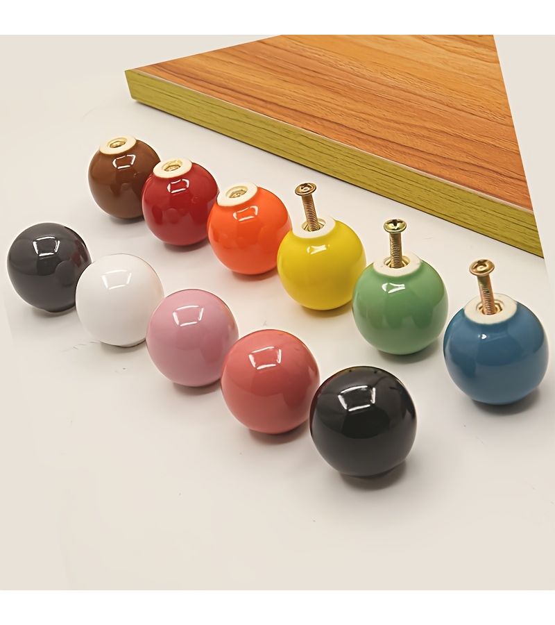 White 8Pcs Ball Ceramic Cabinet Pulls Minimalist Drawer Handles Nordic Furniture Hardware - Image 1