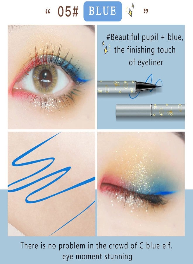 Vtrem 3 Pack Eyeliner Pencil Blue/Orange Waterproof Liquid Eye Liner Pen Smudge Proof Slim Eyeliner Makeup Tools Long Lasting All Day - Image 3