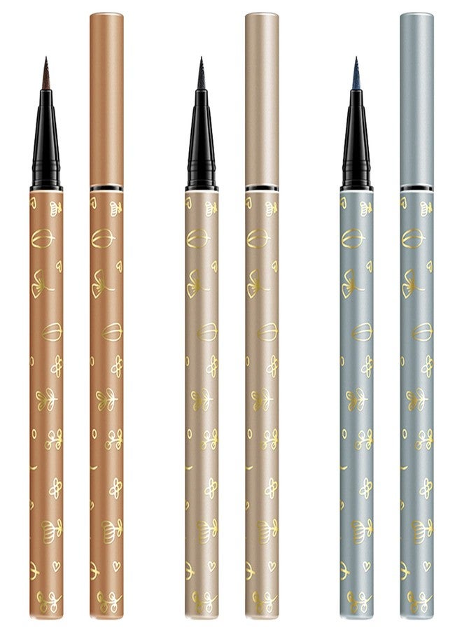 Vtrem 3 Pack Eyeliner Pencil Blue/Orange Waterproof Liquid Eye Liner Pen Smudge Proof Slim Eyeliner Makeup Tools Long Lasting All Day - Image 1