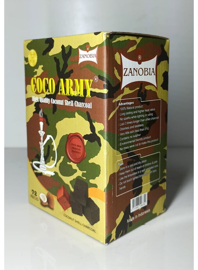 ZANOBIA Coconut Shell Charcoal Bricks 72 Pieces 1Kg