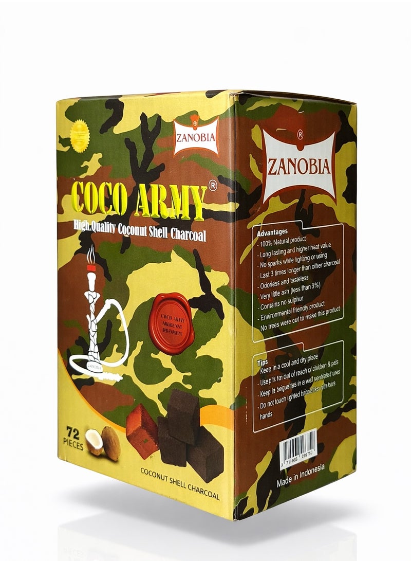 كوكورم High-Quality Coconut Shell Charcoal – 72 Cubes, 1 kg – Clean and Long-Lasting Burn