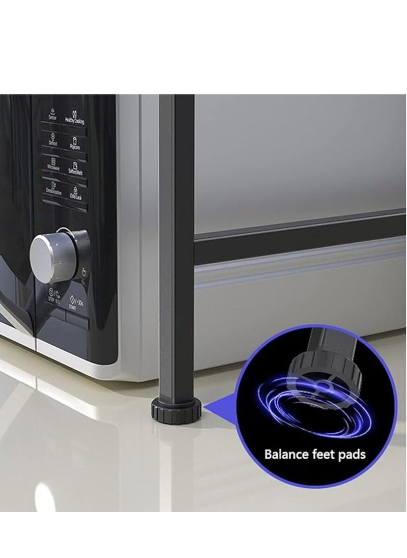 Generic Microwave Oven Rack 1 Pcs Toaster Rack Metal Plate Black Telescopic Storage Rack Kitchen Counter Storage Organizer (2-Tier)  - Image 4
