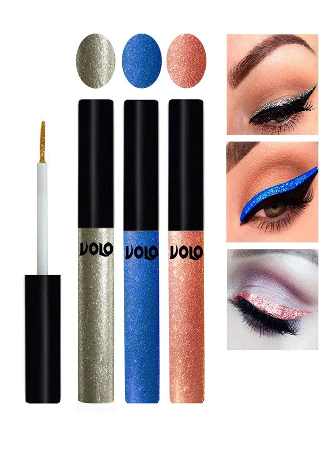 Volo WATERPROOF GLITTER EYE LINER (Light Copper, Sky Blue, Rose Gold) - Image 2