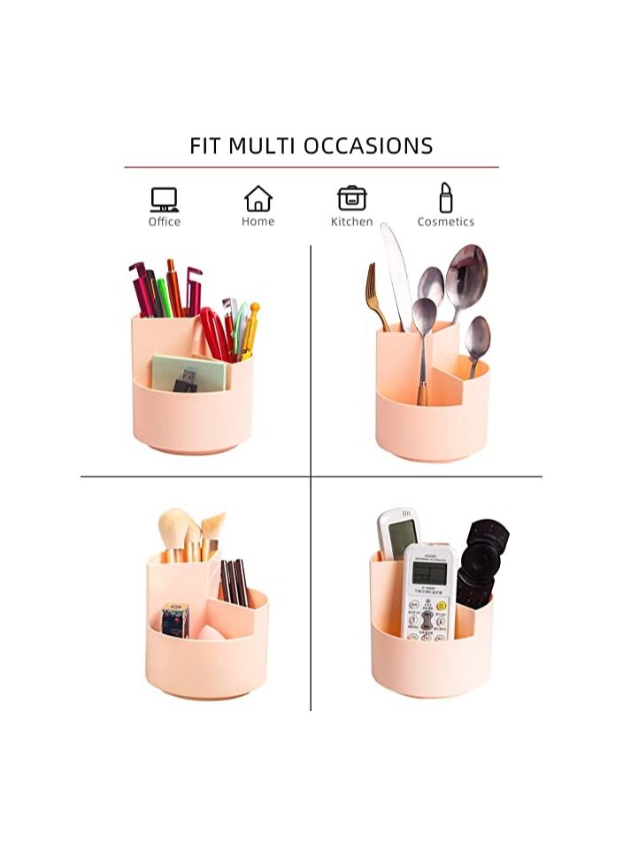 Desk Pencil Pen Holder 3 Slots 360 Degree Spinning Pencil Pen Desk Organizers Desktop Storage Pen Organizers Stationery Supplies Cute Pencil Cup Pot for Office School  Art Supply Kids - Image 3