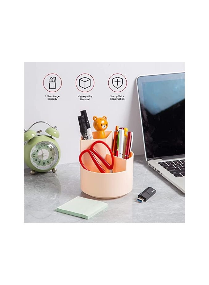 Desk Pencil Pen Holder 3 Slots 360 Degree Spinning Pencil Pen Desk Organizers Desktop Storage Pen Organizers Stationery Supplies Cute Pencil Cup Pot for Office School  Art Supply Kids - Image 5