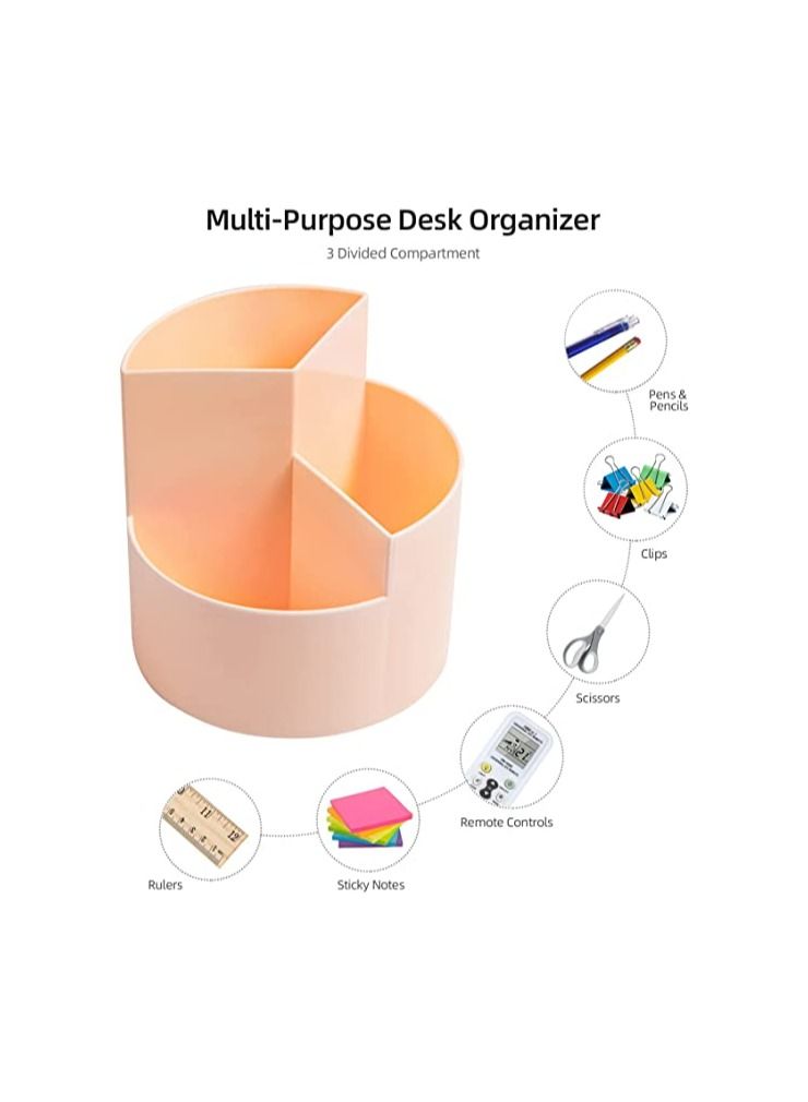 Desk Pencil Pen Holder 3 Slots 360 Degree Spinning Pencil Pen Desk Organizers Desktop Storage Pen Organizers Stationery Supplies Cute Pencil Cup Pot for Office School  Art Supply Kids - Image 2