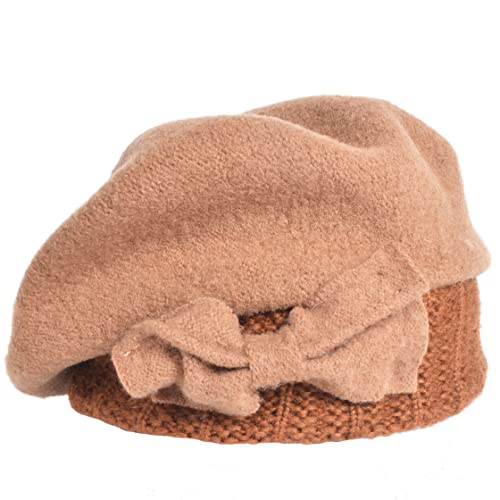 VECRY Women's 100% Wool Bucket Hat Felt Cloche Beret Dress Winter Beanie Hats (Beret-Khaki) - Image 2