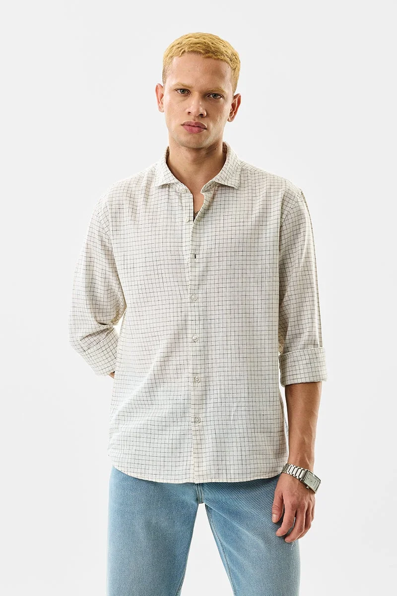 SNITCH Linen Blend Checks Regular Fit Shirt