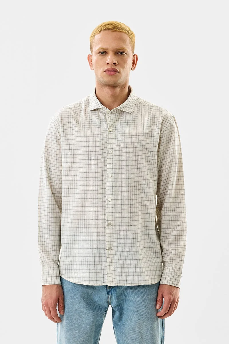 SNITCH Linen Blend Checks Regular Fit Shirt