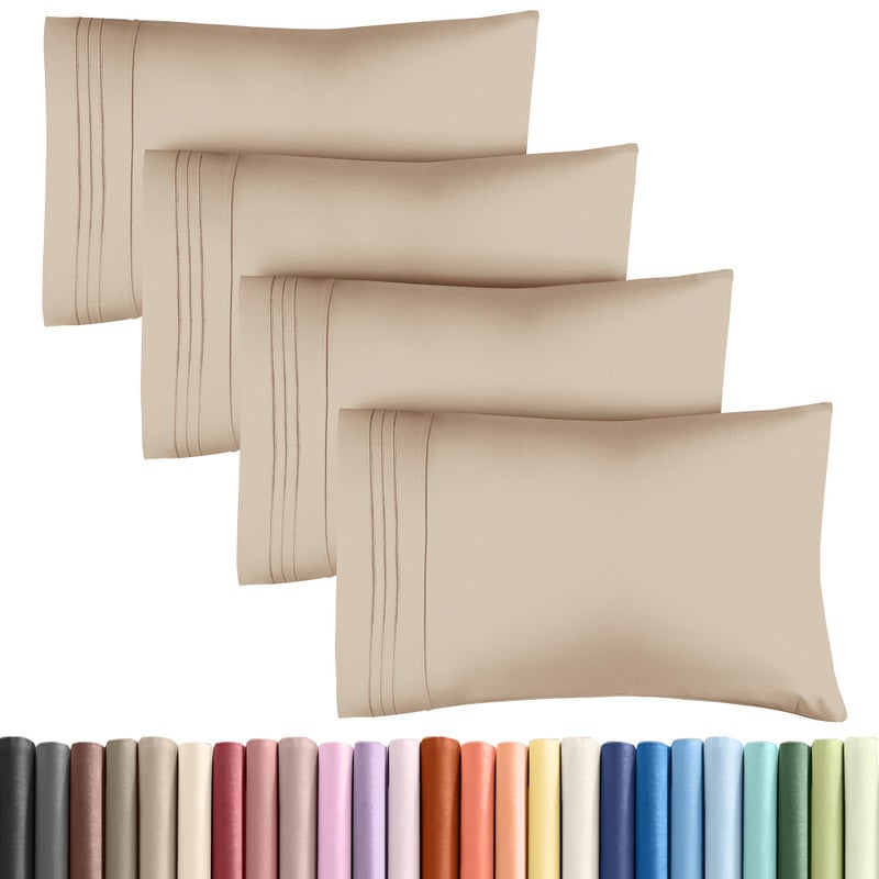 CGK Unlimited King Pillow Cases Set of 4  Ultra Soft Hotel Quality Pillowcase Covers  Luxury Comfy Cozy Bedding for Women Men Kids  Teens  Machine Washable Pillow Protectors  4 Pieces Set  King Size Cream 