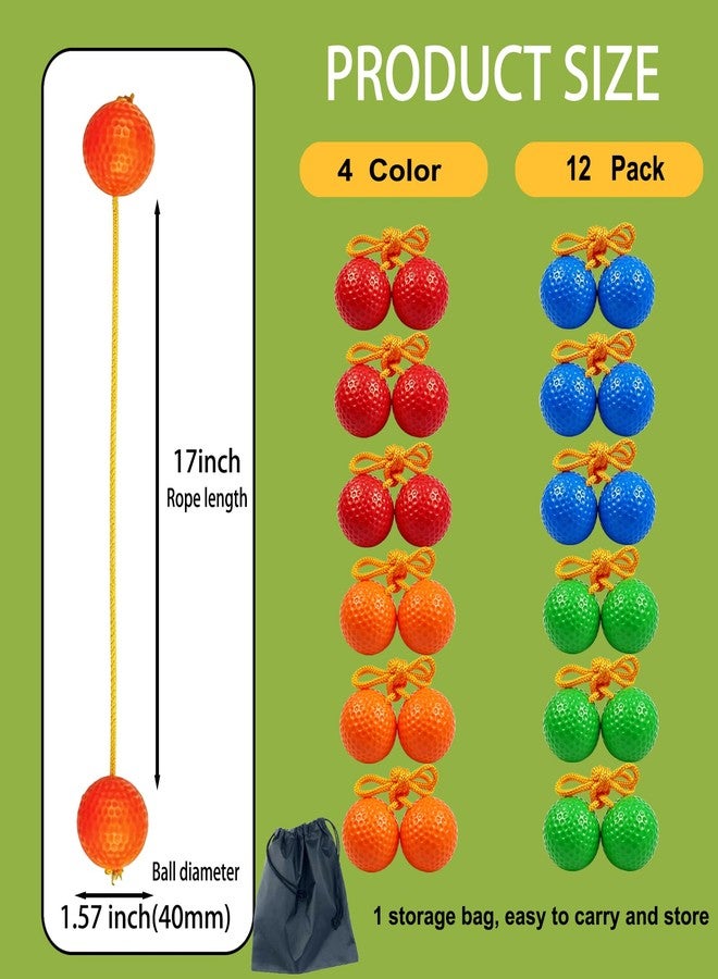 Kasteco 12 Pack Ladder Balls Ladder Toss Balls Ladder Ball Replacement Balls with Storage Bag for Toss Match (red Blue Orange Green) - Image 2