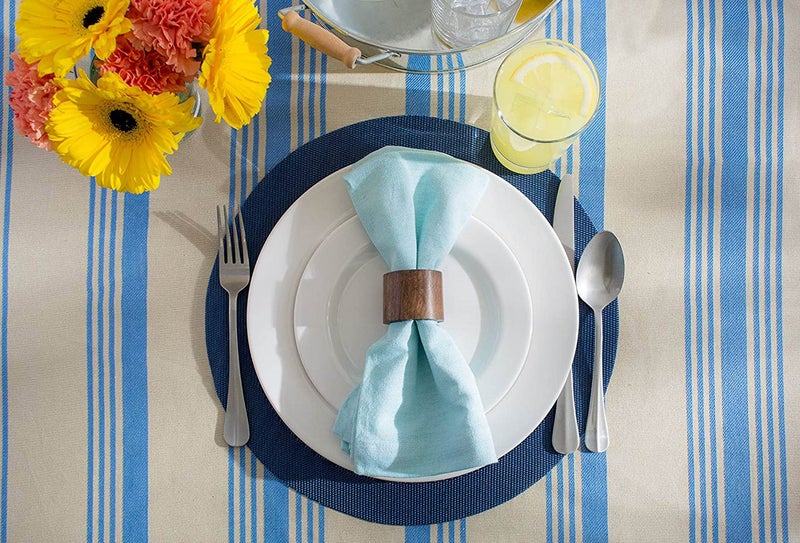 DII مجموعة دِي آي آي من مفارش الطاولة المصنوعة من PVC، مجموعة مفارش دائرية داخلية/خارجية، 13.75"، أزرق بحري، 6 قطع - Image 5