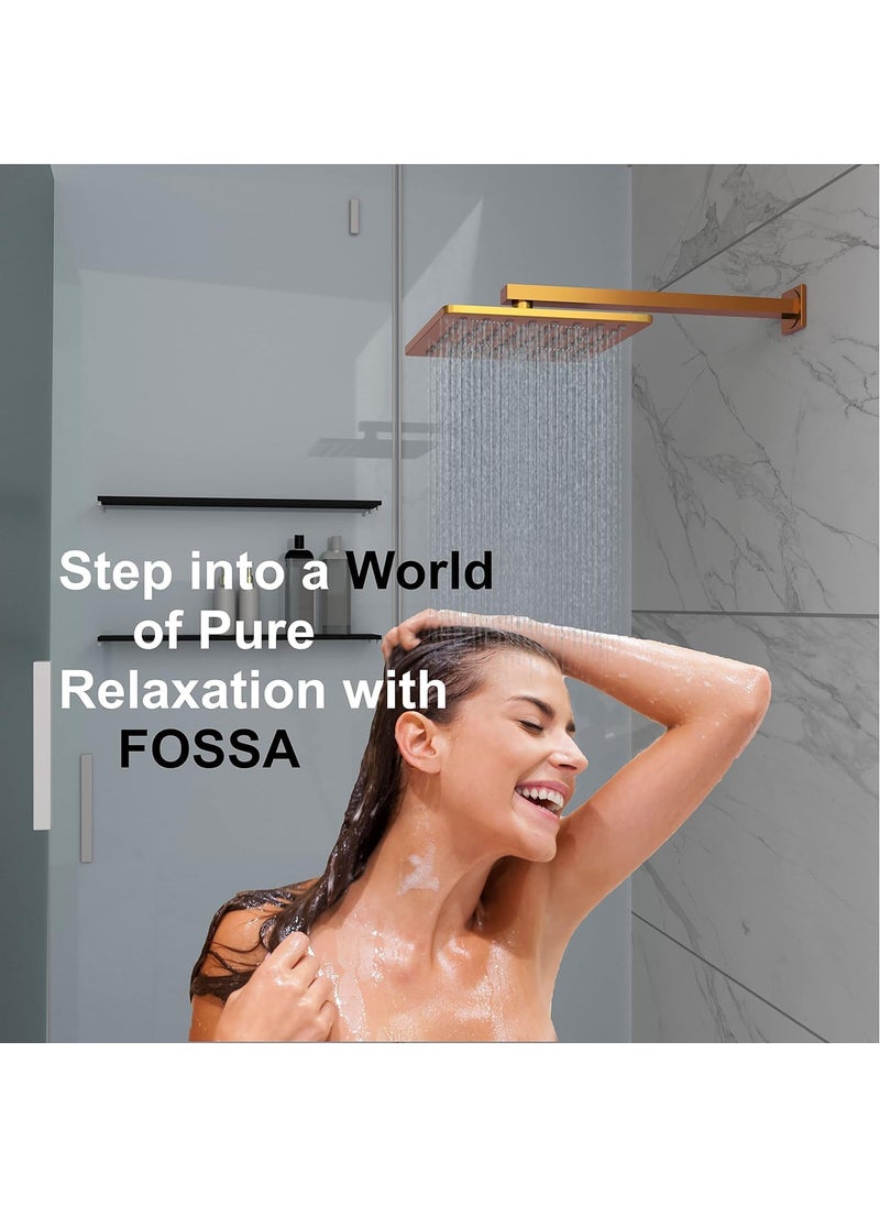 FOSSA Fossa 8 Inch Rainfall Shower Head Fixed Shower Head 304 Stainless Steel Rain Showers Overhead Wall Mounted (OHS-1202 Rose Glod)  - Image 4