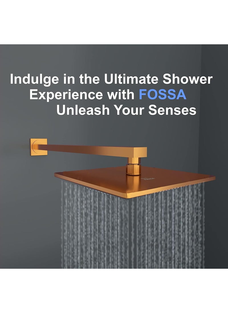 FOSSA Fossa 8 Inch Rainfall Shower Head Fixed Shower Head 304 Stainless Steel Rain Showers Overhead Wall Mounted (OHS-1202 Rose Glod)  - Image 5